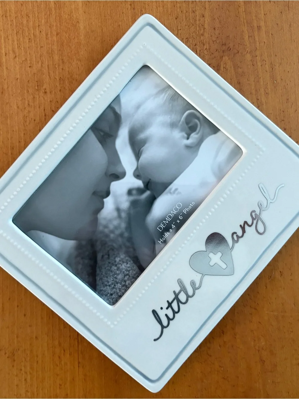 Demdaco White Little Angel Photo Frame with Heart Cross Accent